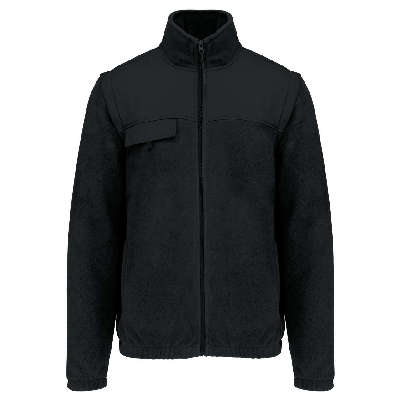 FLEECE JACKET WITH REMOVABLE SLEEVES - Black - colorimageurl