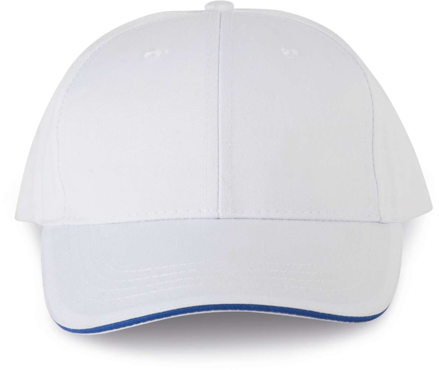 OEKOTEX CERTIFIED 6 PANELS CAP WITH SANDWICH PEAK - White/Royal Blue - colorimageurl