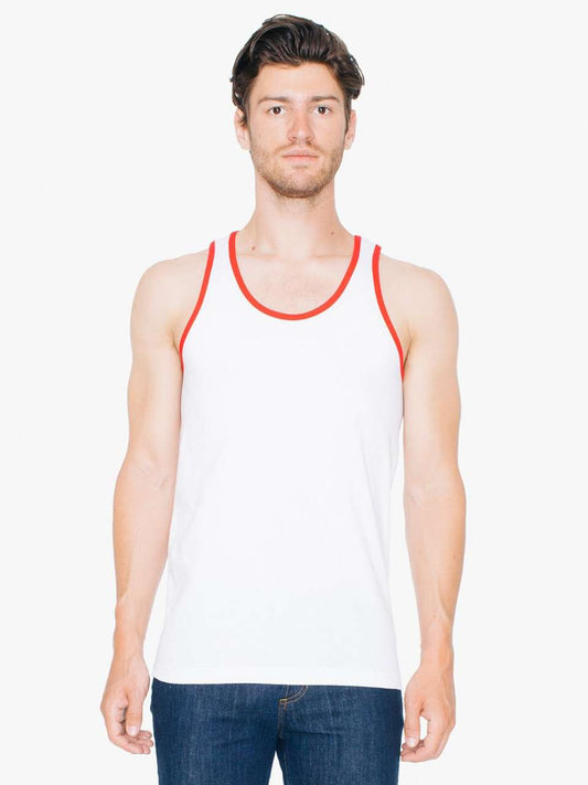 UNISEX FINE JERSEY TANK - White/Red - Main