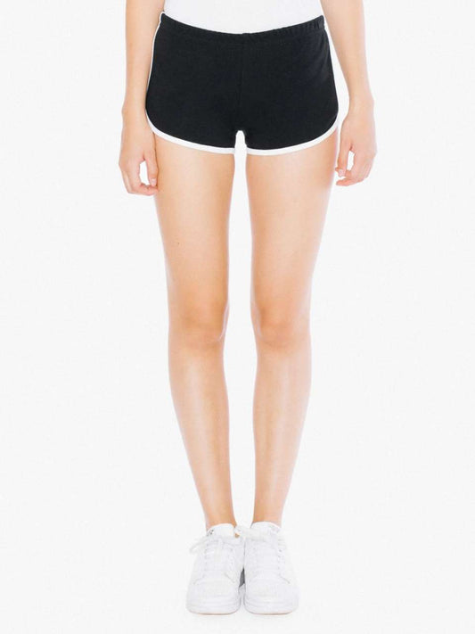 WOMEN'S INTERLOCK RUNNING SHORTS - Black/White - Main