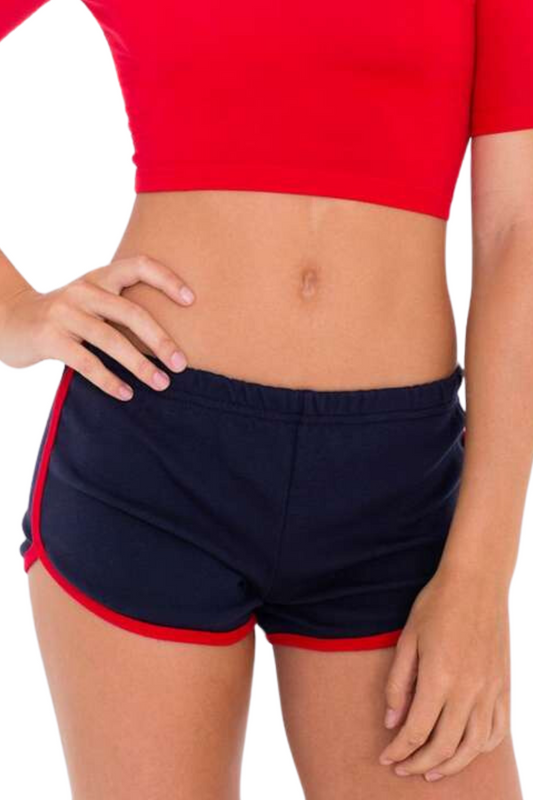 WOMEN'S INTERLOCK RUNNING SHORTS - Navy/Red - Main