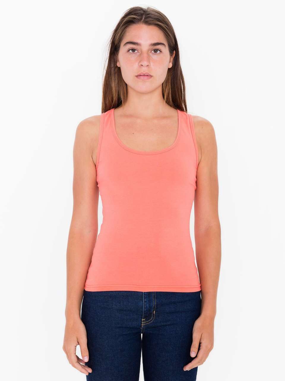 WOMEN'S COTTON SPANDEX TANK TOP - Coral - Main