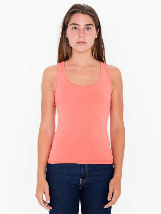 WOMEN'S COTTON SPANDEX TANK TOP - Coral - Main