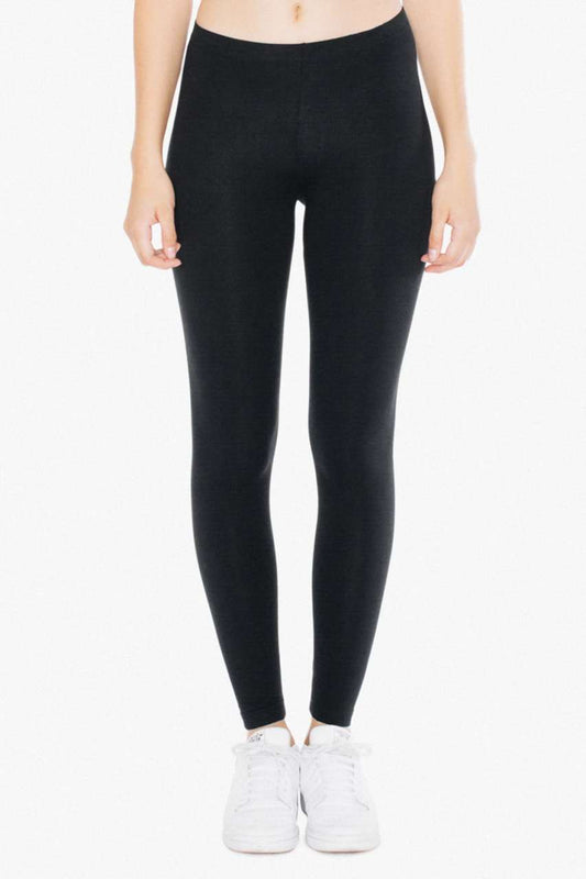 WOMEN'S COTTON SPANDEX JERSEY LEGGING - Black - Main