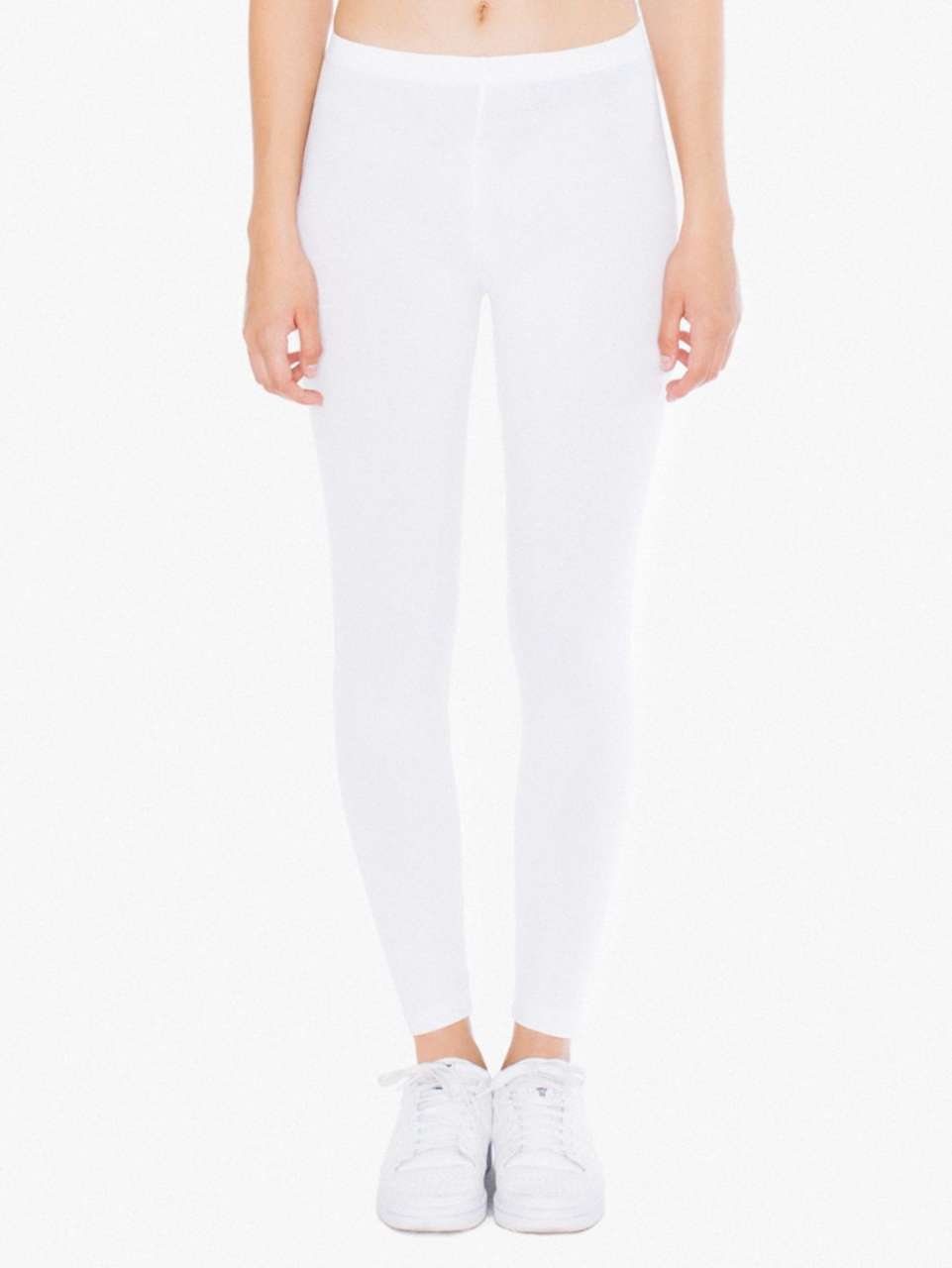 WOMEN'S COTTON SPANDEX JERSEY LEGGING - White - colorimageurl