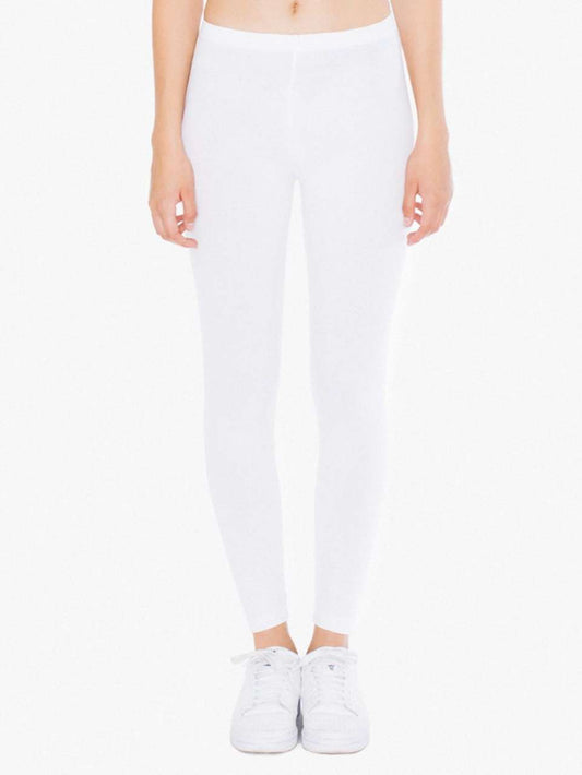 WOMEN'S COTTON SPANDEX JERSEY LEGGING - White - colorimageurl