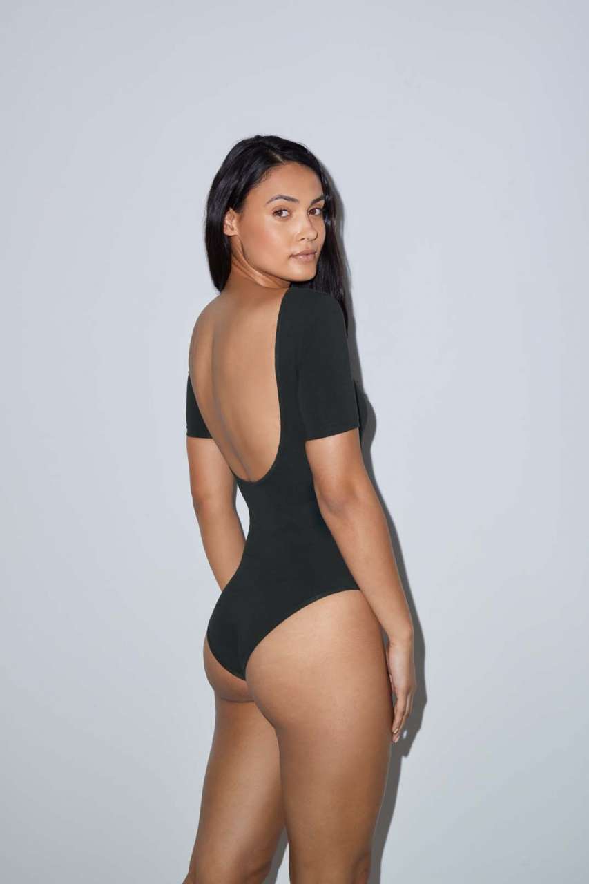 WOMEN'S COTTON SPANDEX DANCE BODYSUIT - Black - Additional