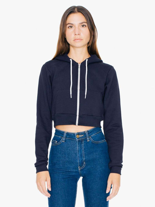 WOMEN'S FLEX FLEECE CROPPED ZIP HOODED SWEATSHIRT - Navy - Main
