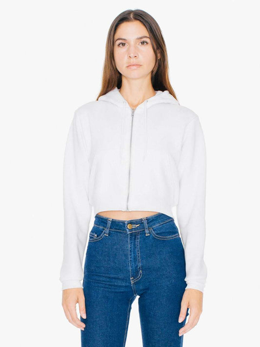 WOMEN'S FLEX FLEECE CROPPED ZIP HOODED SWEATSHIRT - White - Main