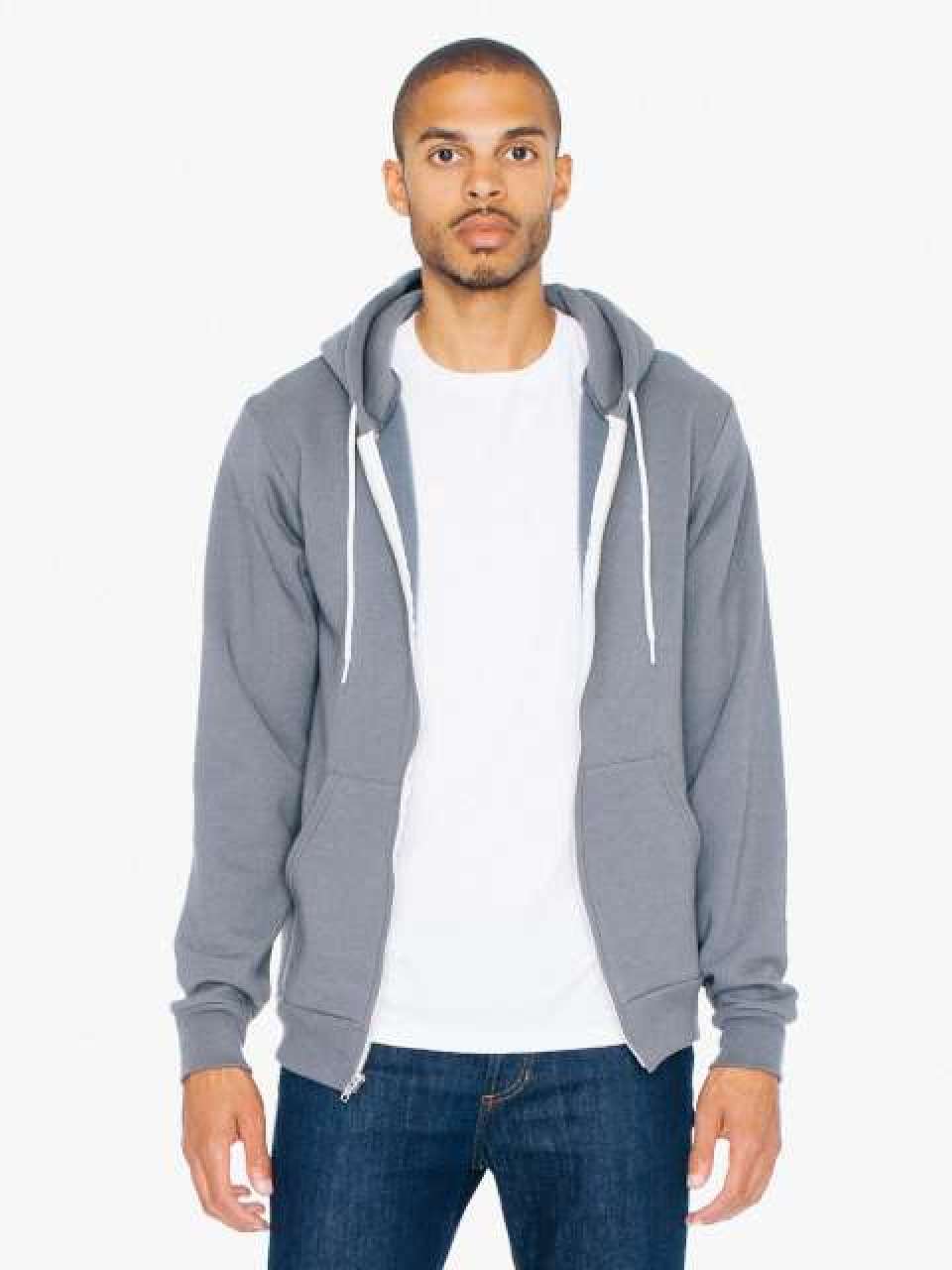 UNISEX FLEX FLEECE ZIP HOODIE - Dark Heather Grey/Navy - Additional