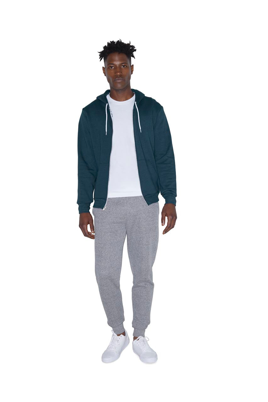 UNISEX FLEX FLEECE ZIP HOODIE - Dark Heather Grey/Truffle - Model