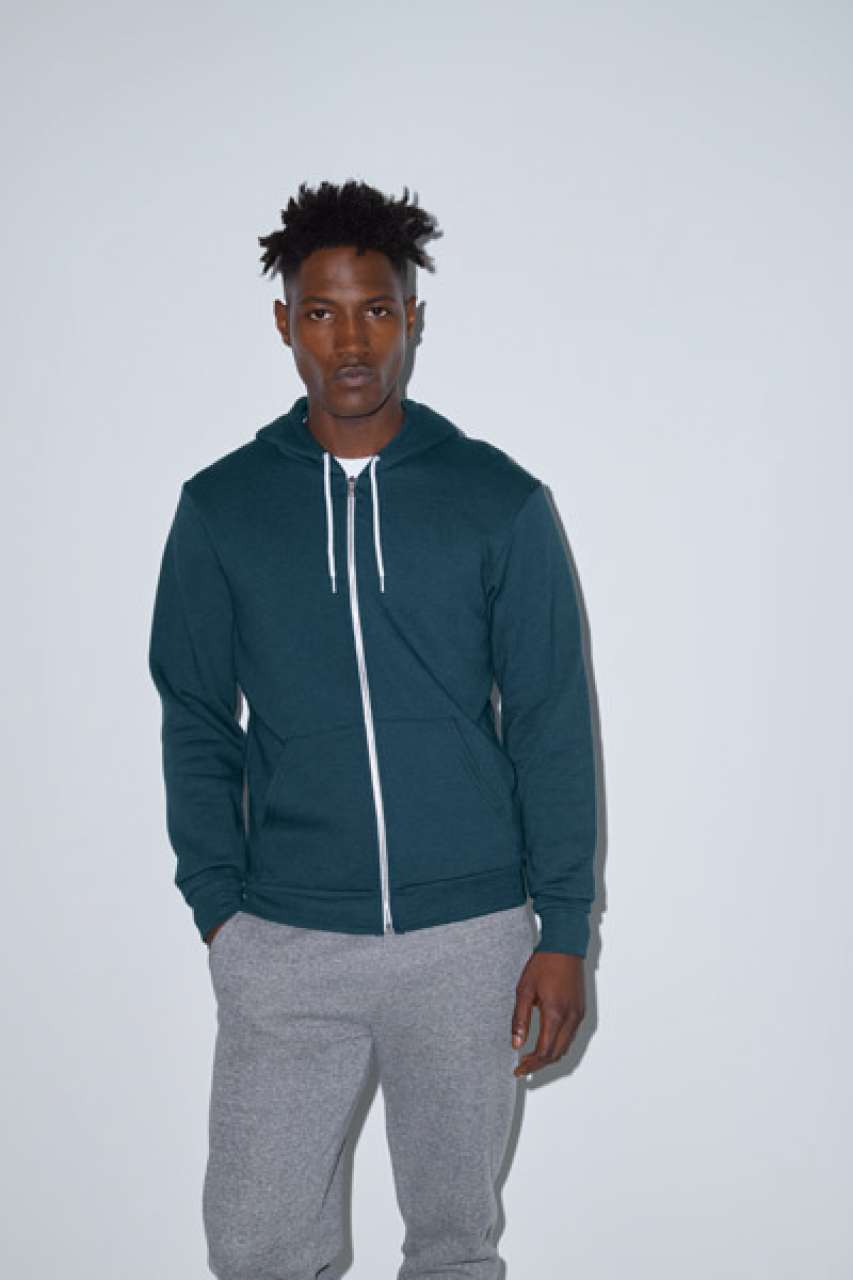 UNISEX FLEX FLEECE ZIP HOODIE - Dark Heather Grey/Navy - Additional