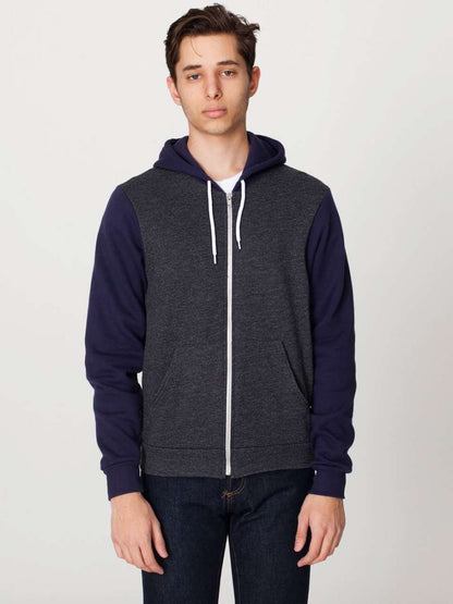 UNISEX FLEX FLEECE ZIP HOODIE - Dark Heather Grey/Navy - Main