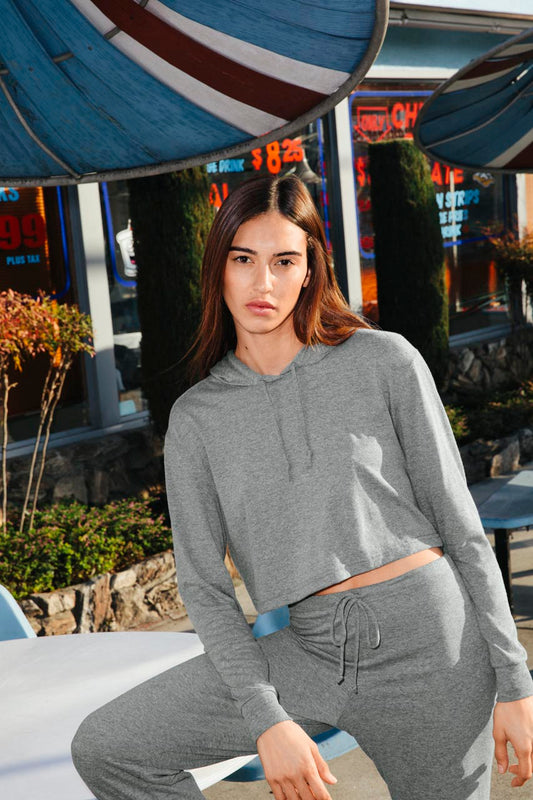 WOMEN'S TRI-BLEND CROPPED HOODIE - Athletic Grey - Main