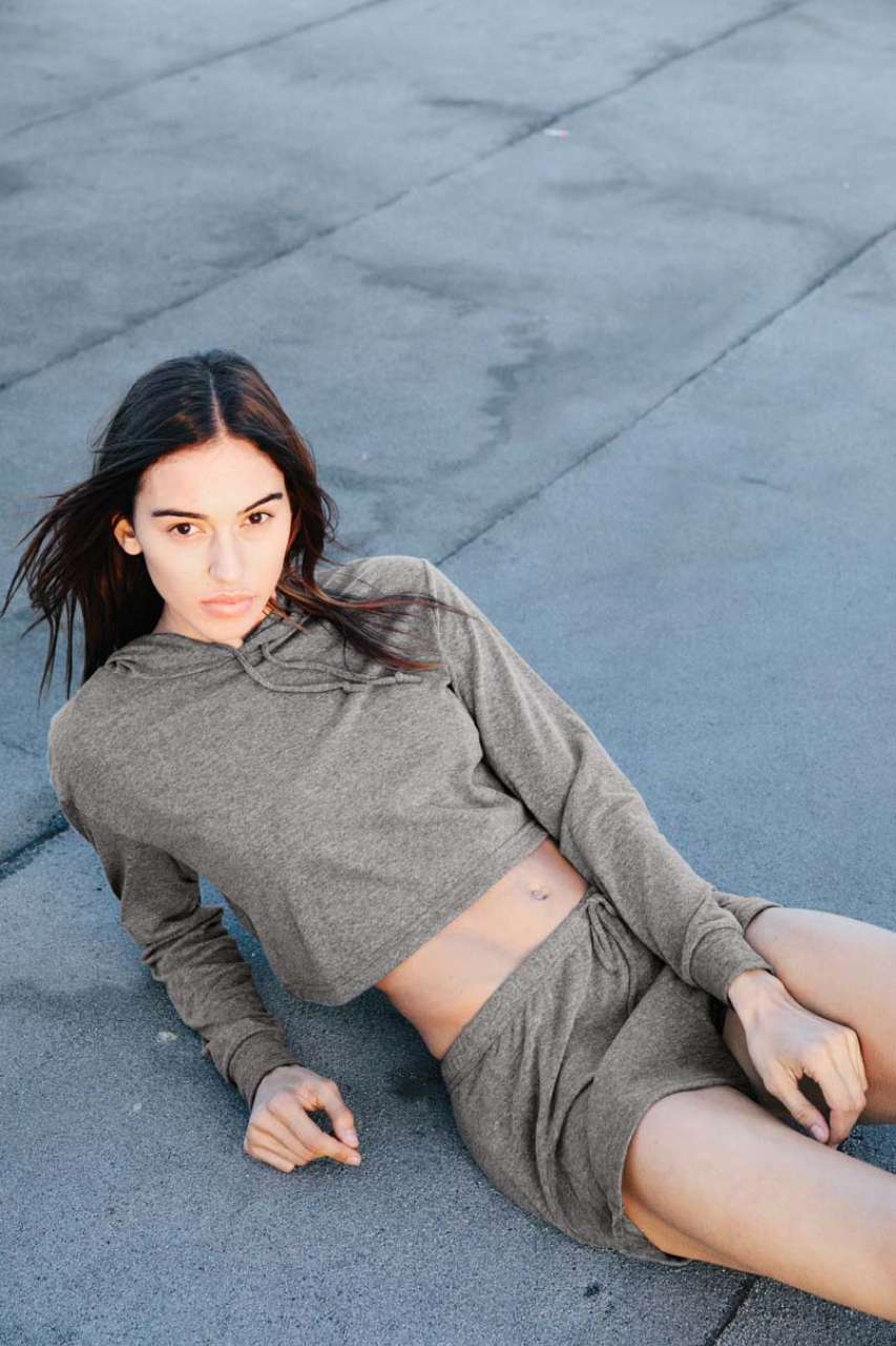 WOMEN'S TRI-BLEND CROPPED HOODIE - Tri-Indigo - Additional