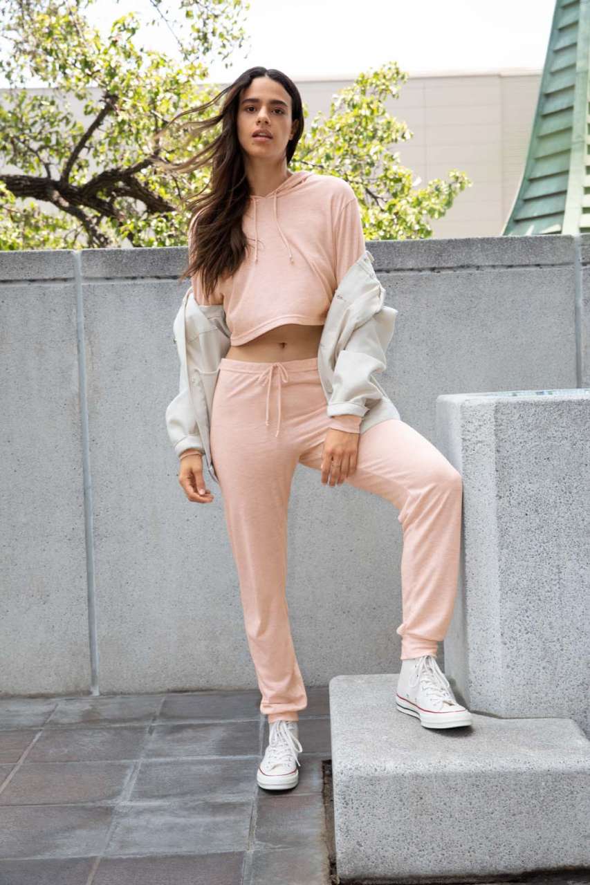 WOMEN'S TRI-BLEND CROPPED HOODIE - Athletic Grey - Additional
