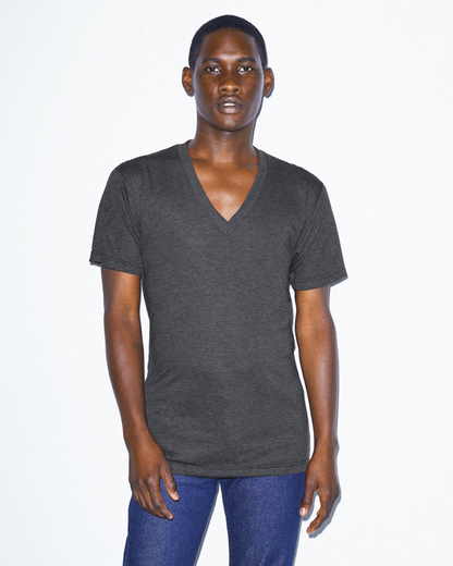 UNISEX TRI-BLEND SHORT SLEEVE V-NECK T-SHIRT - Tri-Coffee - modelimageurl