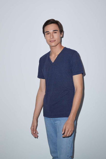 UNISEX TRI-BLEND SHORT SLEEVE V-NECK T-SHIRT - Tri-Indigo - Additional