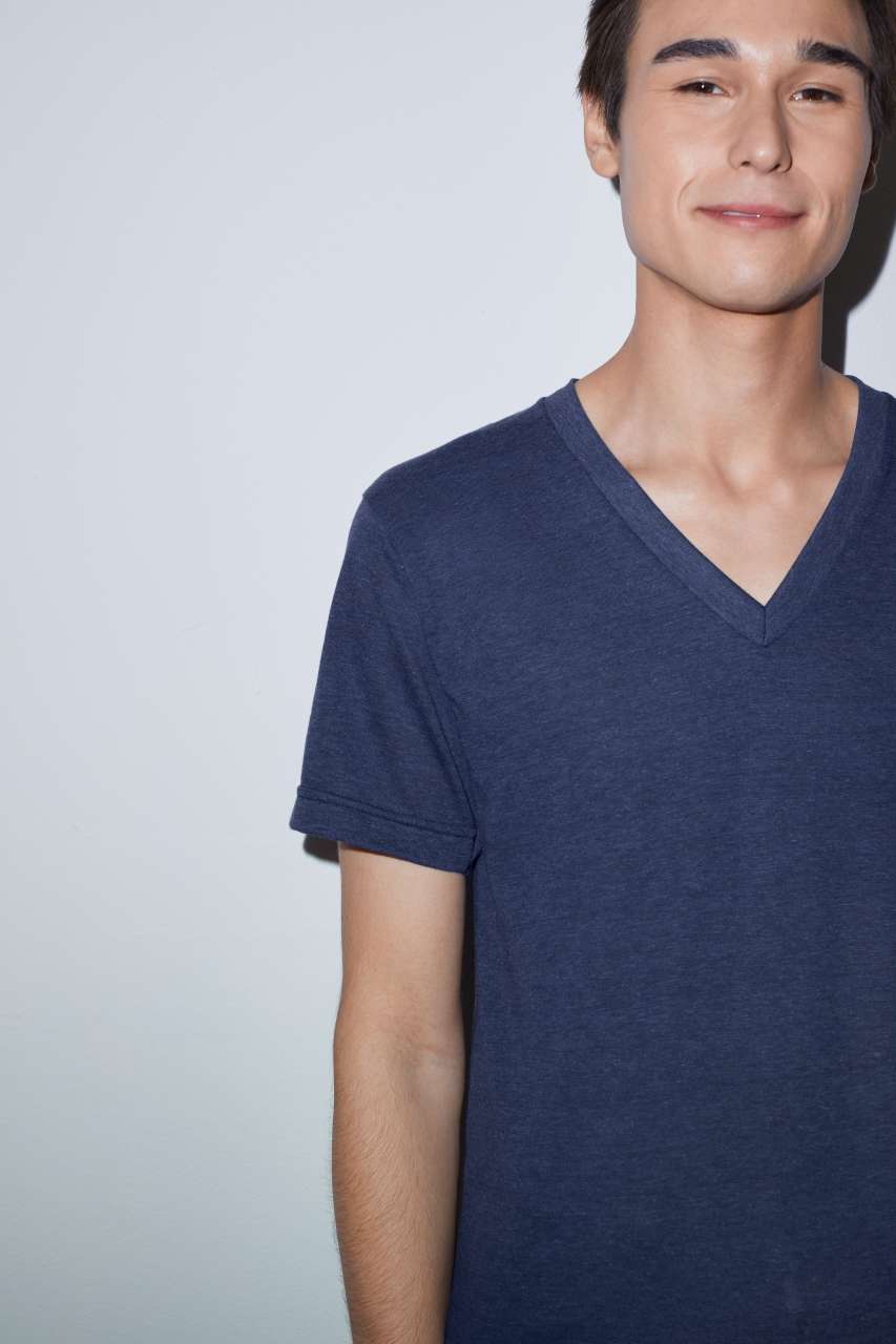 UNISEX TRI-BLEND SHORT SLEEVE V-NECK T-SHIRT - Tri-Indigo - Additional