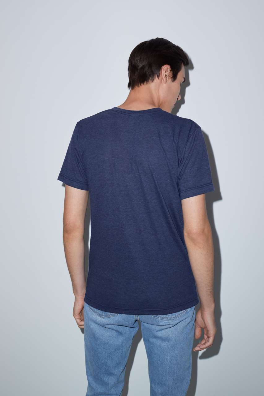 UNISEX TRI-BLEND SHORT SLEEVE V-NECK T-SHIRT - Tri-Indigo - Additional