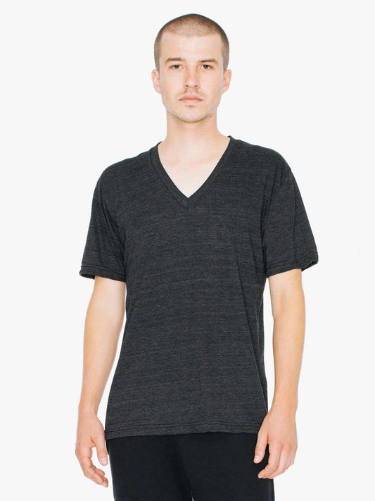 UNISEX TRI-BLEND SHORT SLEEVE V-NECK T-SHIRT - Tri-Black - Main
