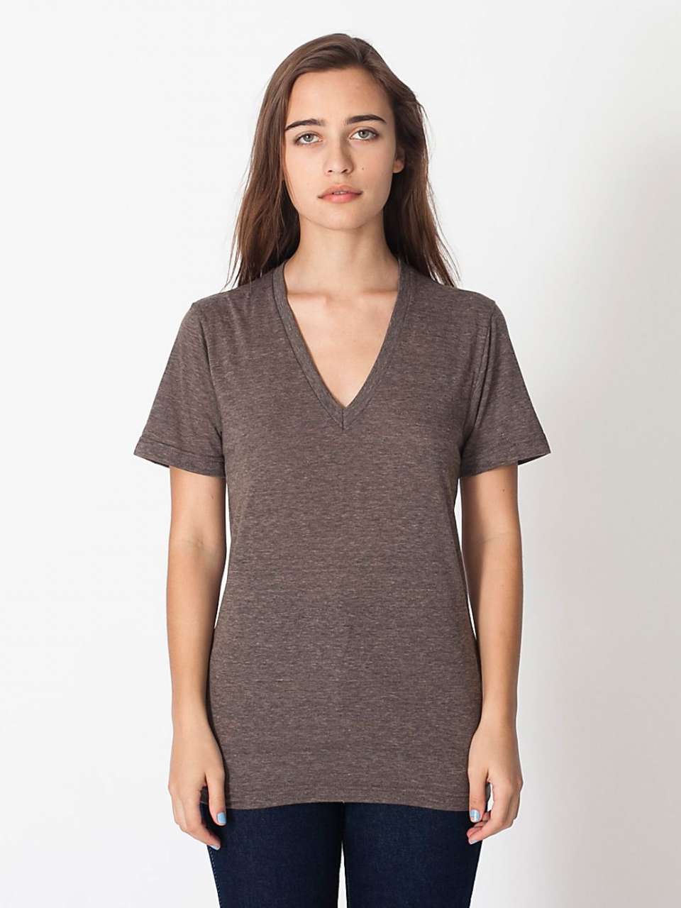 UNISEX TRI-BLEND SHORT SLEEVE V-NECK T-SHIRT - Tri-Coffee - colorimageurl