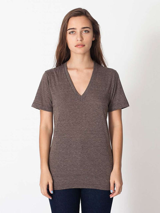 UNISEX TRI-BLEND SHORT SLEEVE V-NECK T-SHIRT - Tri-Coffee - colorimageurl
