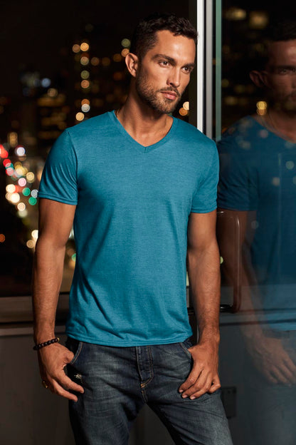 ADULT TRI-BLEND V-NECK TEE - Model Image