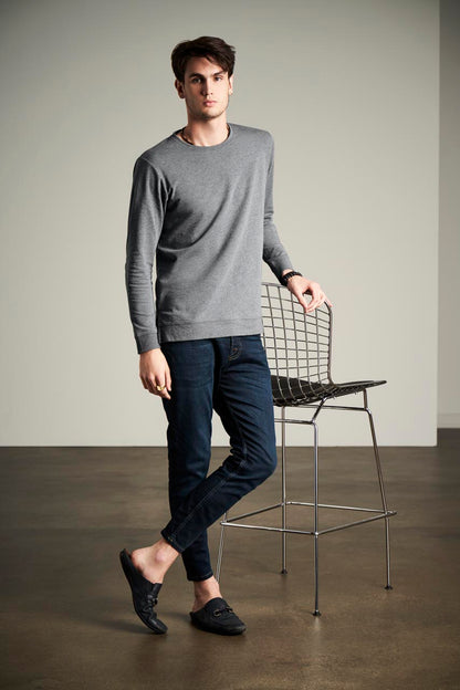 UNISEX LIGHT TERRY CREW - Black - Model