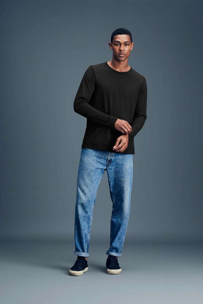 UNISEX LIGHT TERRY CREW - Black - Additional