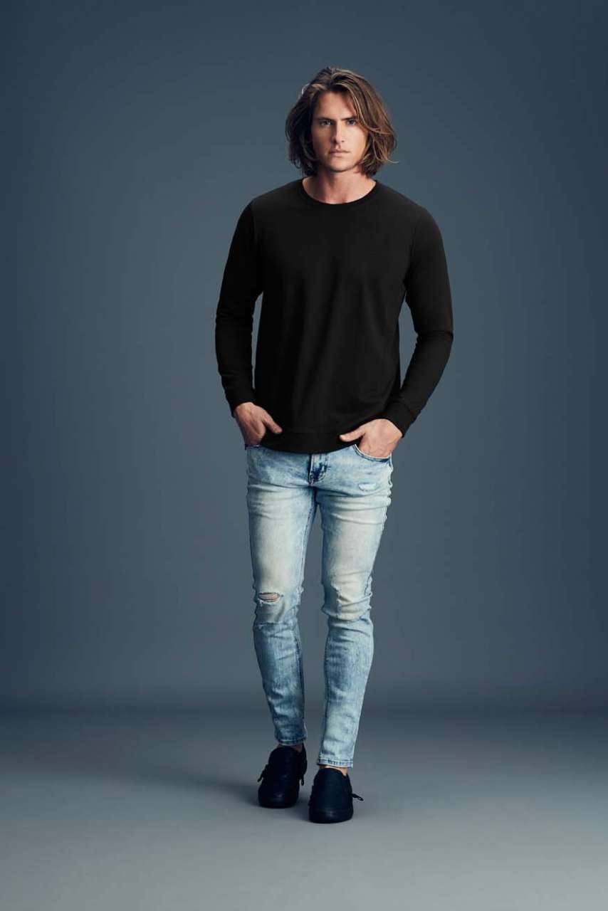 UNISEX LIGHT TERRY CREW - Black - Additional