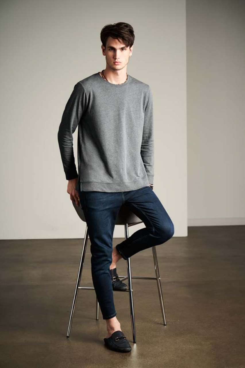 UNISEX LIGHT TERRY CREW - Black - Additional