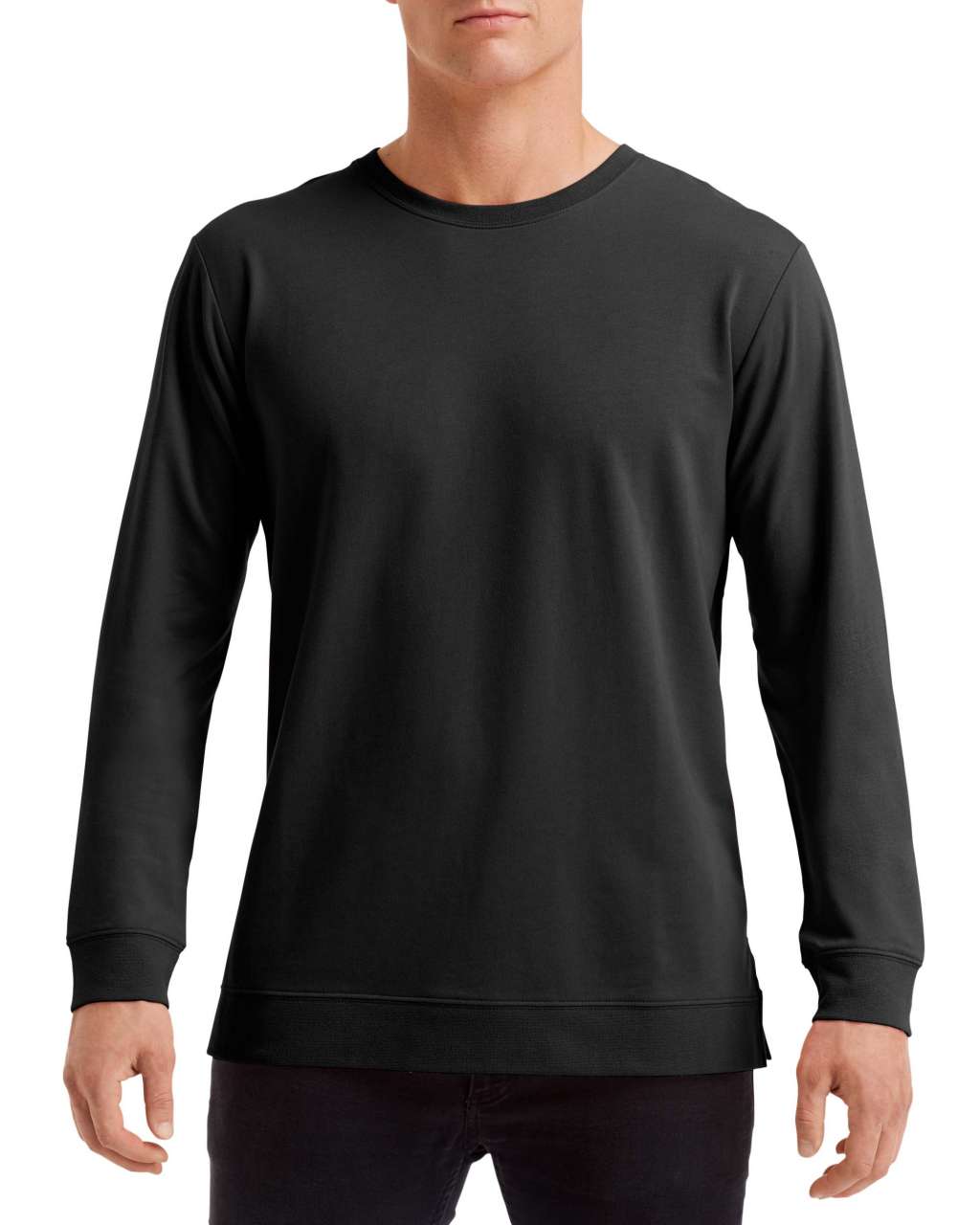UNISEX LIGHT TERRY CREW - Black - Main