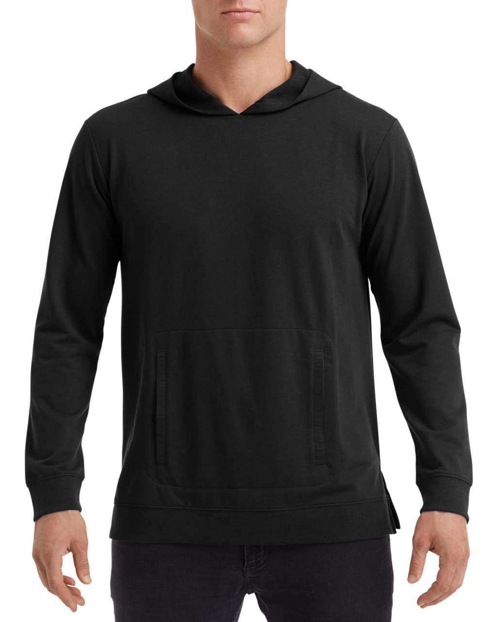UNISEX LIGHT TERRY HOOD - Black - Main