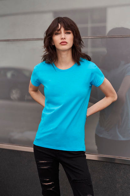 WOMEN'S LIGHTWEIGHT TEE - Heather Navy - Model