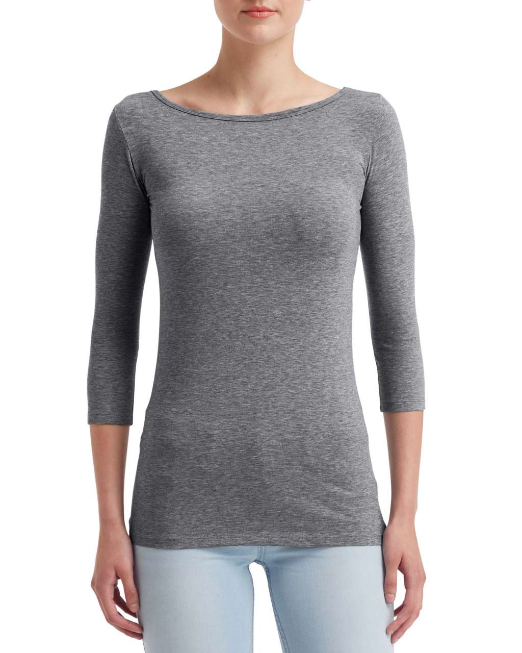 WOMEN'S STRETCH 3/4 SLEEVE TEE - Heather Graphite - Main