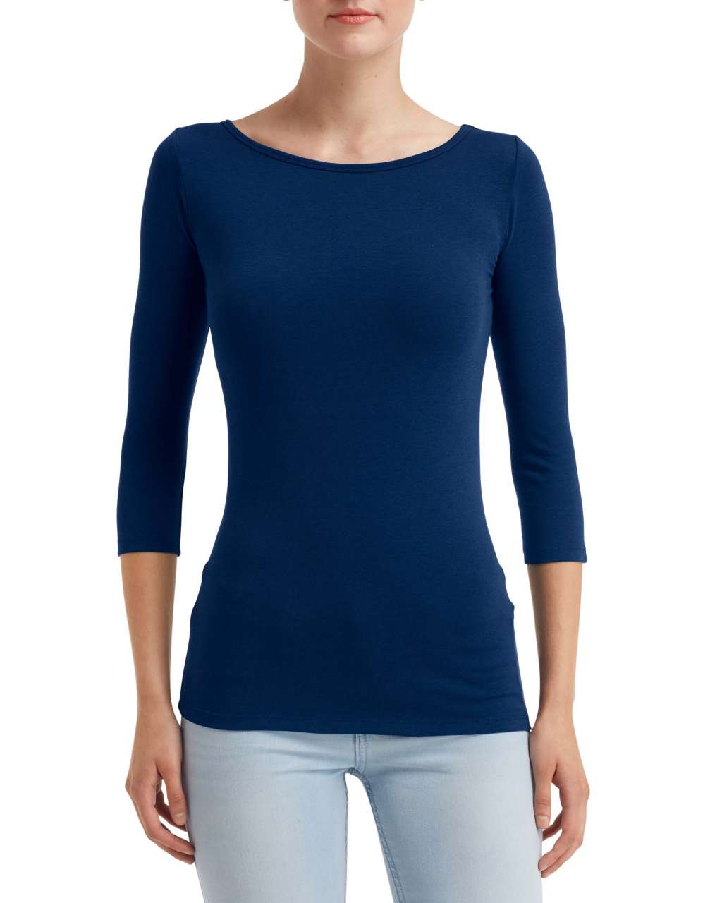 WOMEN'S STRETCH 3/4 SLEEVE TEE - Navy - Main
