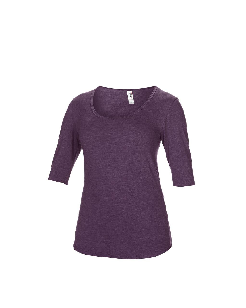 WOMEN’S TRI-BLEND DEEP SCOOP 1/2 SLEEVE TEE - Heather Aubergine - Additional