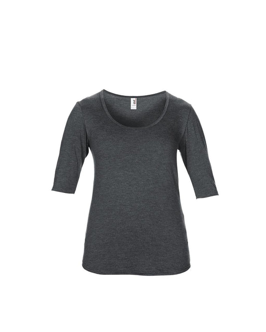 WOMEN’S TRI-BLEND DEEP SCOOP 1/2 SLEEVE TEE - Heather Dark Grey - Main