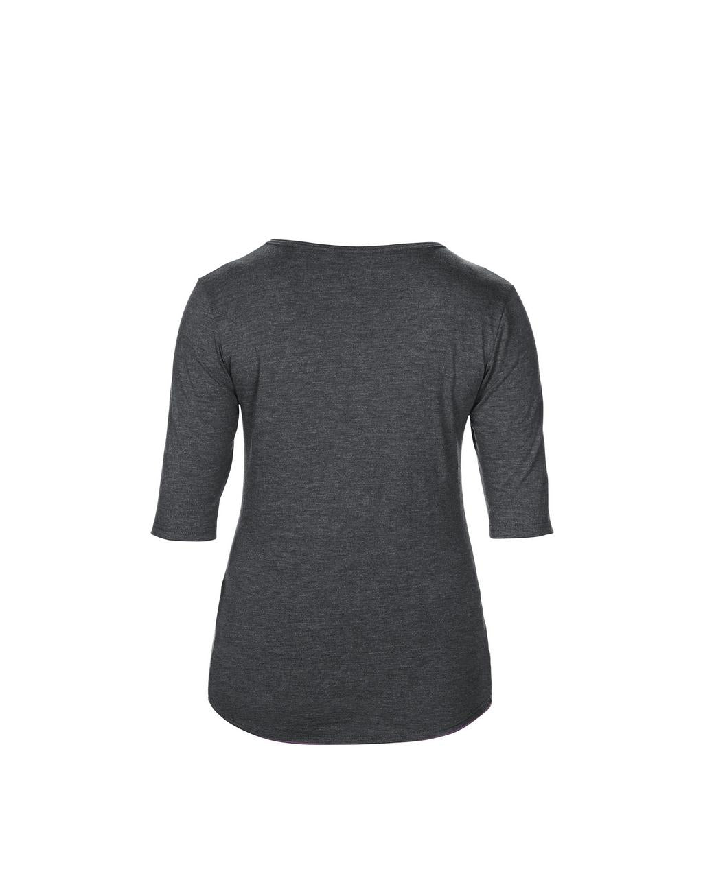WOMEN’S TRI-BLEND DEEP SCOOP 1/2 SLEEVE TEE - Heather Dark Grey - Additional