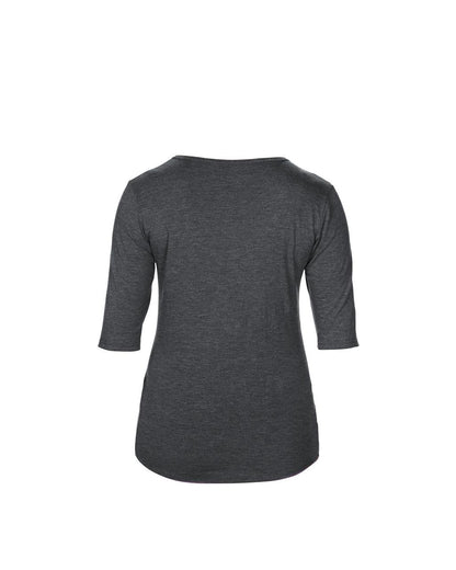 WOMEN’S TRI-BLEND DEEP SCOOP 1/2 SLEEVE TEE - Heather Dark Grey - Additional