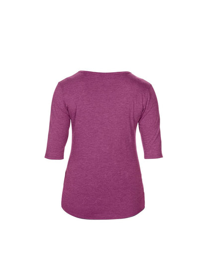 WOMEN’S TRI-BLEND DEEP SCOOP 1/2 SLEEVE TEE - Heather Raspberry - Additional