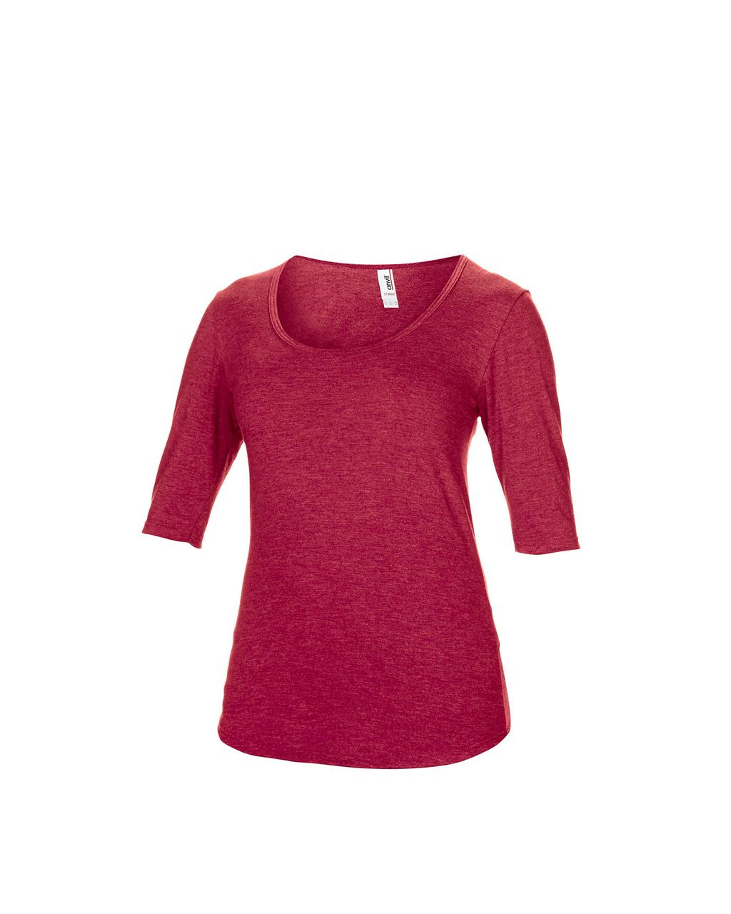 WOMEN’S TRI-BLEND DEEP SCOOP 1/2 SLEEVE TEE - Heather Red - Additional