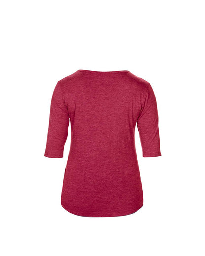 WOMEN’S TRI-BLEND DEEP SCOOP 1/2 SLEEVE TEE - Heather Red - Additional