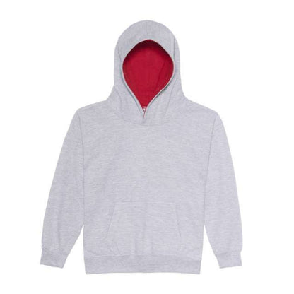 KIDS VARSITY HOODIE - Heather Grey/Fire Red - Main