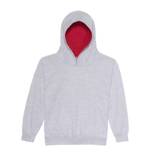 KIDS VARSITY HOODIE - Heather Grey/Fire Red - Main
