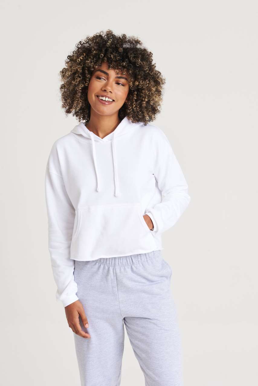WOMEN'S CROPPED HOODIE - Arctic White - Model