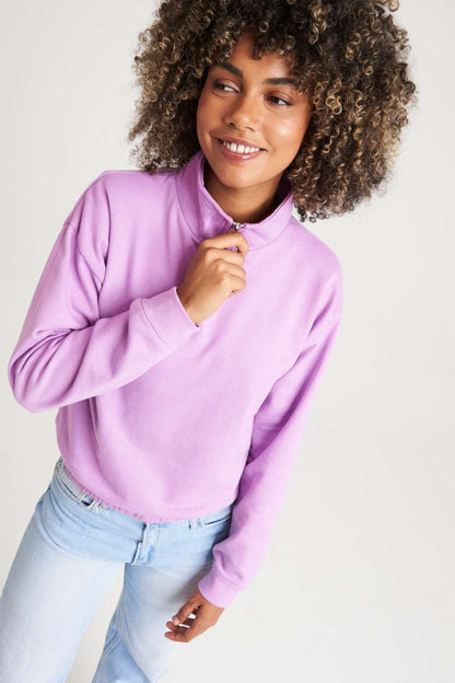 WOMEN'S CROPPED 1/4 ZIP SWEAT - Arctic White - Additional