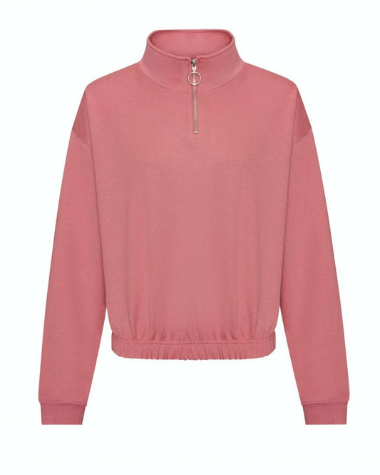 WOMEN'S CROPPED 1/4 ZIP SWEAT - Dusty Rose - Main