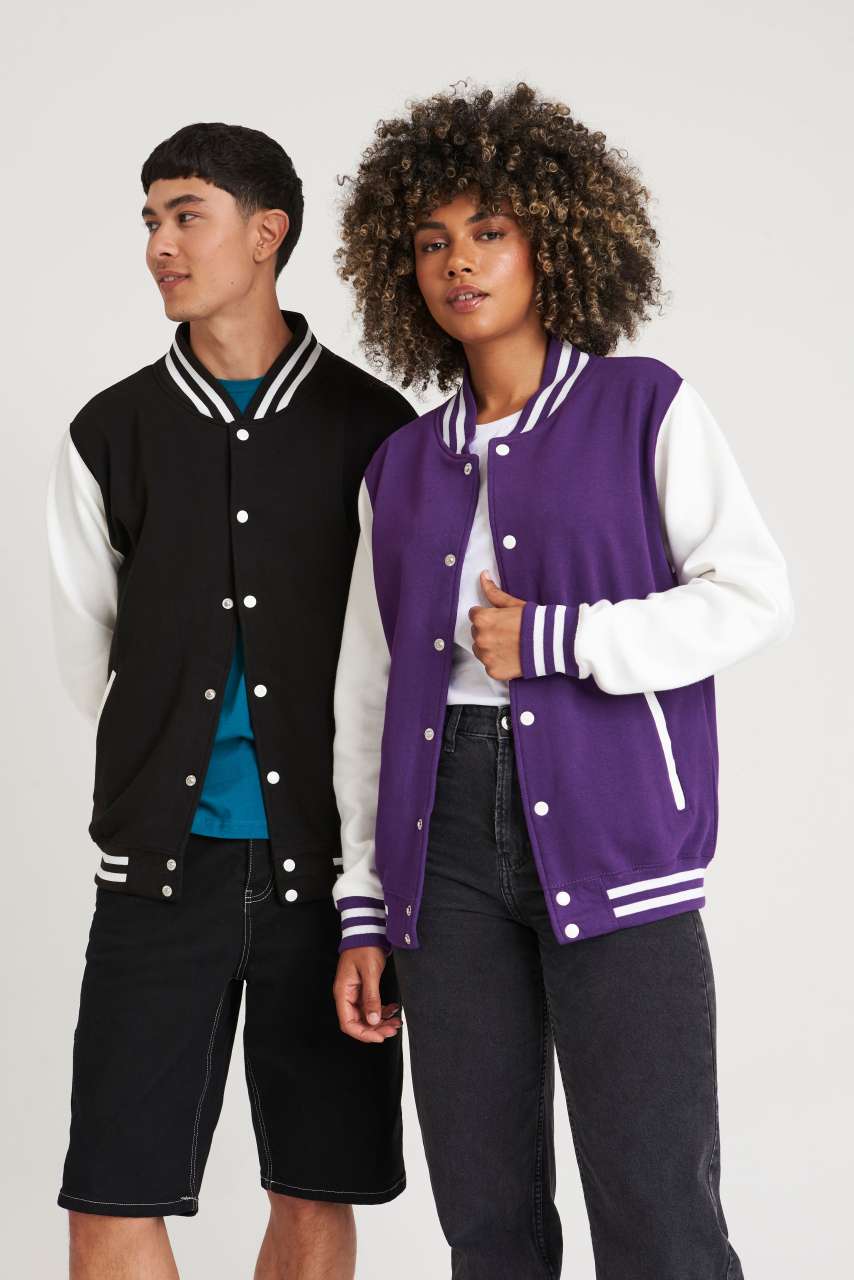VARSITY JACKET - Burgundy/Heather Grey - Model